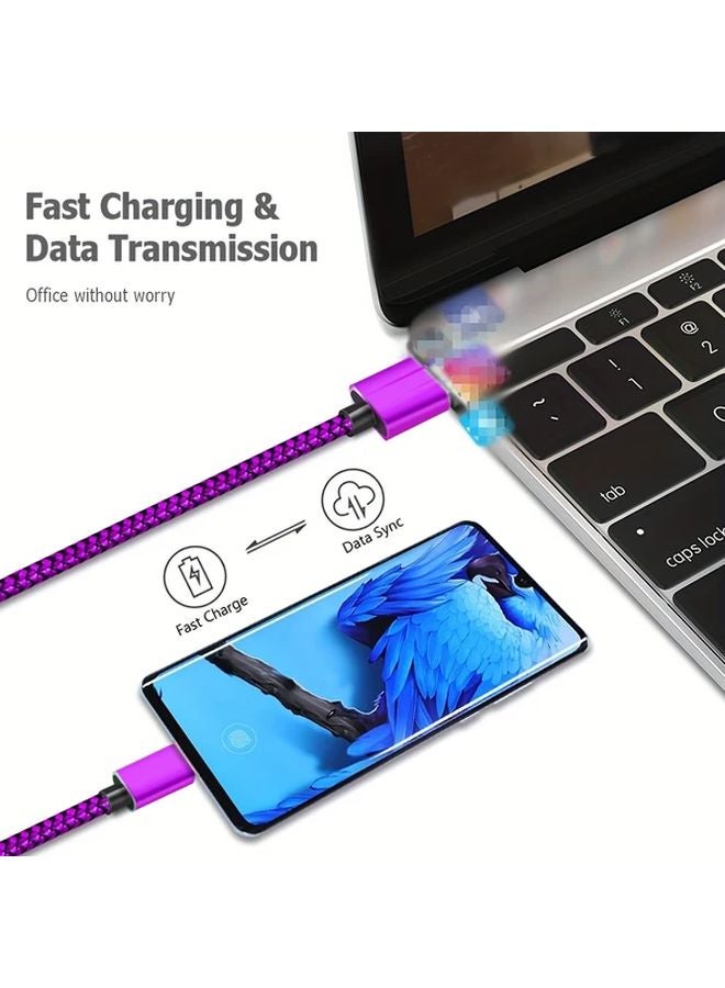 Red 78 74 Inch 60W Fast Charging USB A to Type C Nylon Braided Cable for Galaxy S22 S21 Note 20 Pixel - Image 4